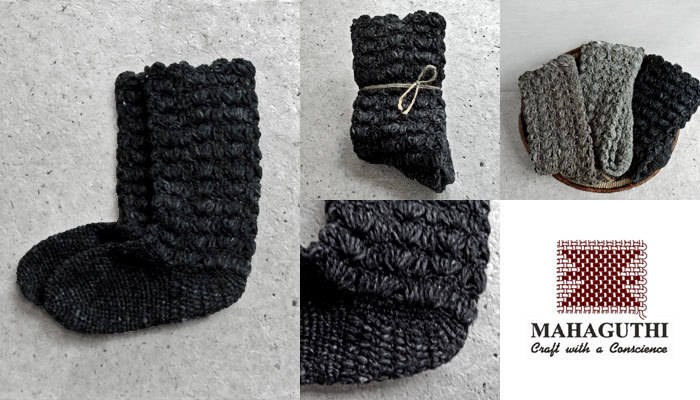 クロッシェソックス (Goat black)