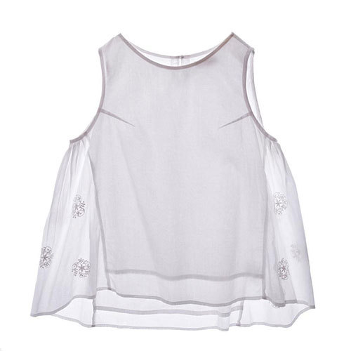 RHヨコ刺繍ノースリトップ