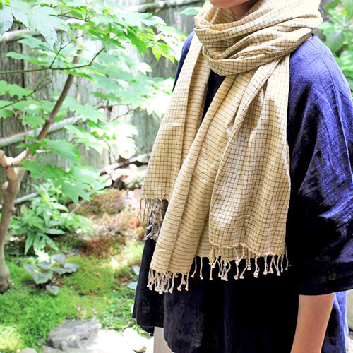 グリッドワイドショール (オーガニックコットン)